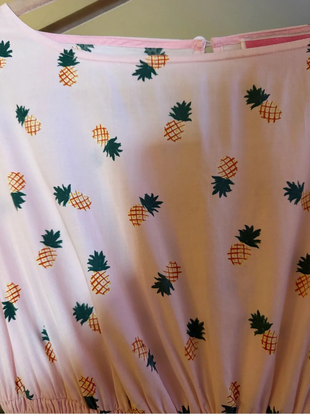 Kate Spade Light Pink Pineapple Print Smocked Waist Dress